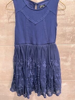 Girls Navy Embroidered Sundress by Unknown Brand